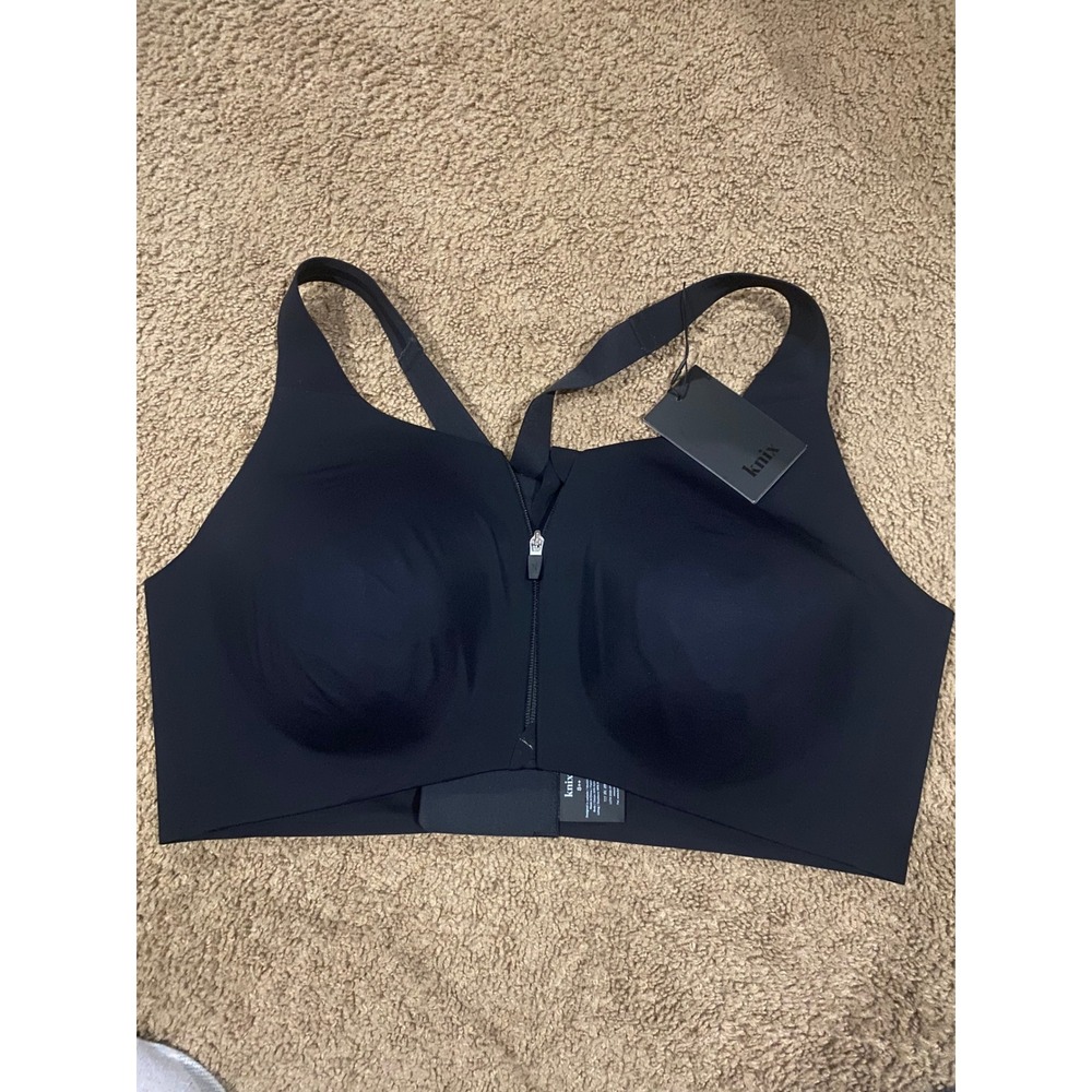 #283 Black Womens Knix Catalyst Front Zip Sports Bra